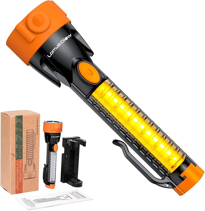 Multifunctional Car Safety Flashlight - Emergency Escape Tool with Window Breaker, Seatbelt Cutter, 3 Light Modes & Magnetic 
