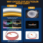 RGB Car Hood Light Strip, 79 Inches Dynamic LED Daytime Running Lights, Multicolor Dynamic Scan Start Up Sequential Turn Signal Lights for Car, Truck, SUV, App Control and Waterproof