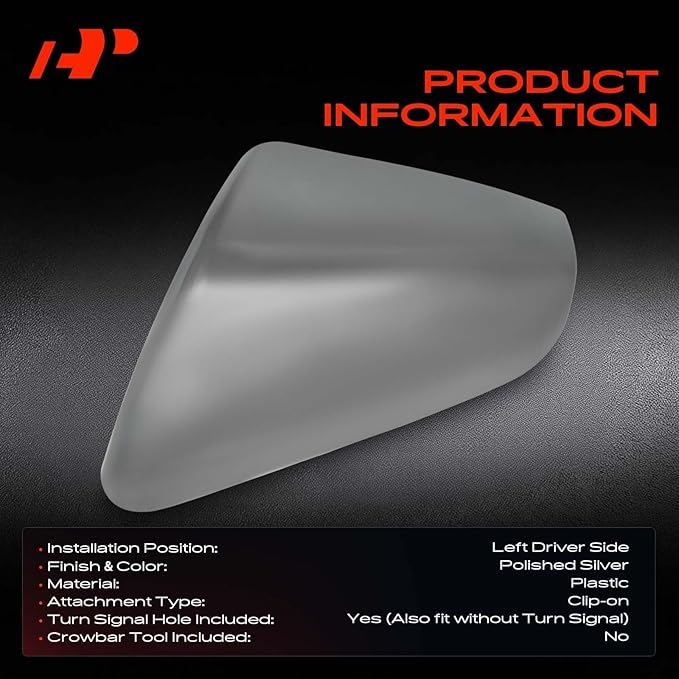 A-Premium Driver Side Rearview Mirror Cover Cap - Compatible with Chevy Chevrolet Equinox & GMC Terrain, 2018 2019 2020 2021 2022 2023 2024 - Chrome