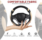 Cxtiy Pickup Truck Steering Wheel Cover – Sporty Fahsion Non-Slip Premium Leather Universal 15.5-16 Inch Steering Wheel Grip 
