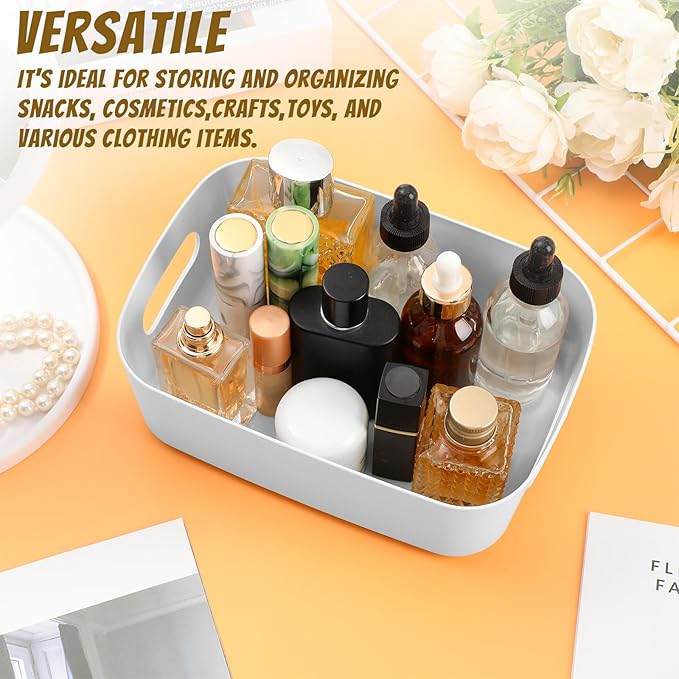 Zopeal Plastic Storage Bins 10 Pcs Gray Pantry Organizer Bins Small Baskets Storage Containers for Home Kitchen (8 x 5.7 x 3 