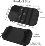 Car Sun Visor Organizer, Adjustable Straps Tactical Visor Organizers with 1000D Polyester Zipper Visor Storage Pouch & Sunglasses Holder Clip, Fits Most Vehicles, SUVs, Pockets, Trucks (Black)
