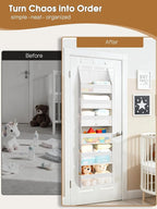 Criusia 2 Pack Over the Door Organizer, Heavy-Duty 6-Shelf Hanging Storage with 13 Mesh Pockets, 55lbs Capacity Behind the Do
