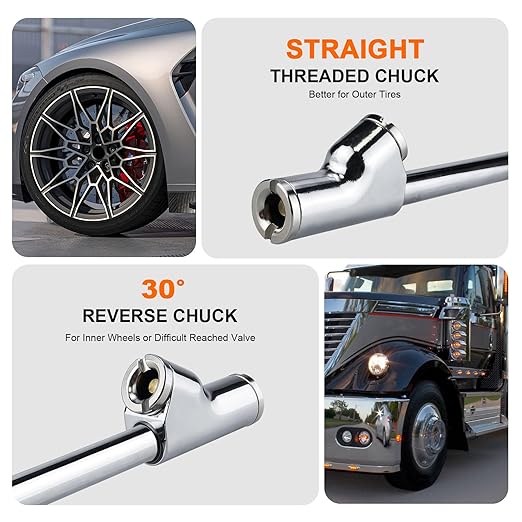 Semi Truck Tire Pressure Gauge Digital 200 PSI, Heavy Duty Dual Head Tire Guage and Backlight LCD Display, Digital Pressure Gauges Certified ANSI B40.1 for Car, Truck, SUV