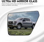Driver Heated Mirror Glass Replacement for Ford F150 2021 2022 2023 2024, Left Side Rearview Mirror with Blind Spot Light and Backing Plate Fits F150 2021-2024