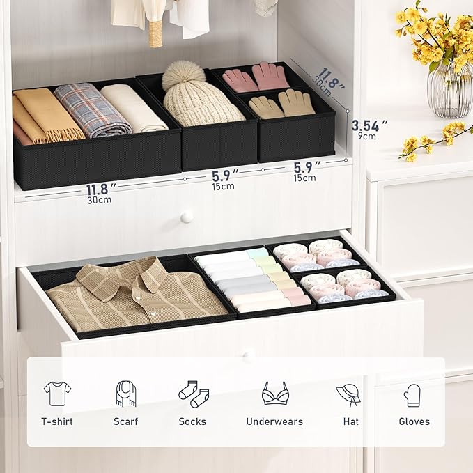 DIMJ Drawer Organizer Clothes- 26 Pack Baby Dresser Organizer for Nursery, Small Fabric Closet Drawer Organizer Bins for Unde
