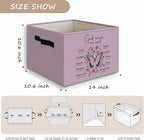 Purple Christian Foldable Basket Storage Bins Box with Handles, God Says You Are Bible Verse Butterfly Collapsible Organizer 