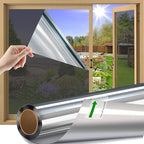 One Way Uncut Roll Window Tint Film Mirror Privacy UV Reflective Car Home Office Glass Scratch Resistant Film,for Privacy and Heat Reduction (Silver, 20" Inches x 20'Feet)