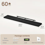 Vivelove 55 Inch Floating Shelves, Deep Wall Shelves with Invisible Brackets, Display Shlf for Bathroom Living Room Kitchen B