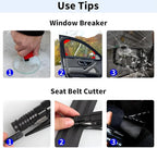 LECART 8 Pack Car Window Glass Breaker Keychain Emergency Escape Tools 3 in 1 Design Safety Tool with Window Breaker Seatbelt