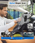 Rearview Mirror Tablet Holder for Car [Metal Magic Arm] Universal Metal Clip Rear View Mirror Tablet Mount, Rear View Mirror Phone Holder for 5.5-15.6” iPad Pro/Air/Mini, Galaxy Z, iphone16