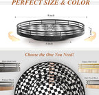 Black and White Kitchen Lazy Susan Turntable – Checkered Round Decorative Tray, 9" Table Top Oak Wood Lazy Susan for Cookies,