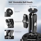 NEEWER 6" Suction Cup Camera Mount with Ball Head Magic Arm, 2 Pack Metal Car Mount for Camera/Action Camera/Phone, Air Pump Vacuum on Car or Window Glass with 1/4" 3/8" ARRI Mounting Holes, CA013