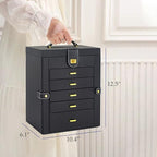 AKOZLIN Large Jewelry Box Organizer Functional with Big Mirror, Leather Jewelry Storage Case for Women Girls Ring Necklace Ea