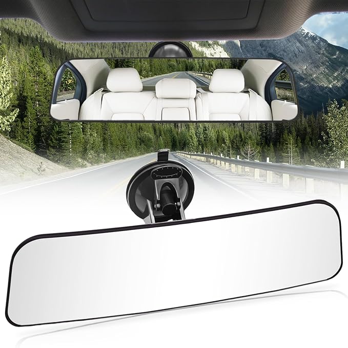 Rear View Mirror,Universal Anti-glare HD Adjustable Car Panoramic Rear View Mirror with Suction Cup(Widen the Field of View-Sector/Trapezoid/Rounded Rectangle)