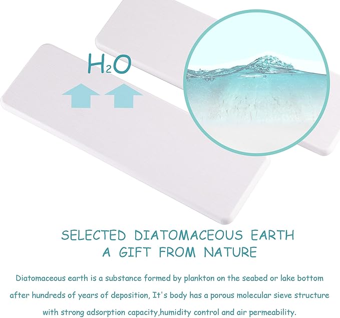 NiuYichee 2 Pcs Water Absorbing Stone Trays, Kitchen/Bathroom Sink Soap Dish, Diatomite Tray Used for Hand Soap & Cosmetic Bo