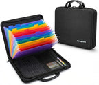 Fireproof Document Box with Lock, Hard Case File Organizer with Accordion Folder, Portable Fire Resistant Document Storage Ba