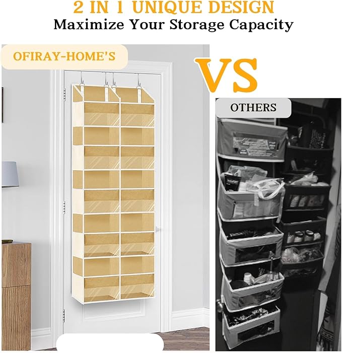 Over the Door Organizer 5 Tiers,Extra Large Behind Door Storage of 10 Compartments,80 lbs Weight Capacity Over the Door Stora