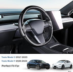 Steering Wheel Cover for 2017-2023 Tesla Model 3 2020-2024 Tesla Model Y, Carbon Fiber Steering Wheel Cover for Tesla Model 3/Y Accessories, Matte Black
