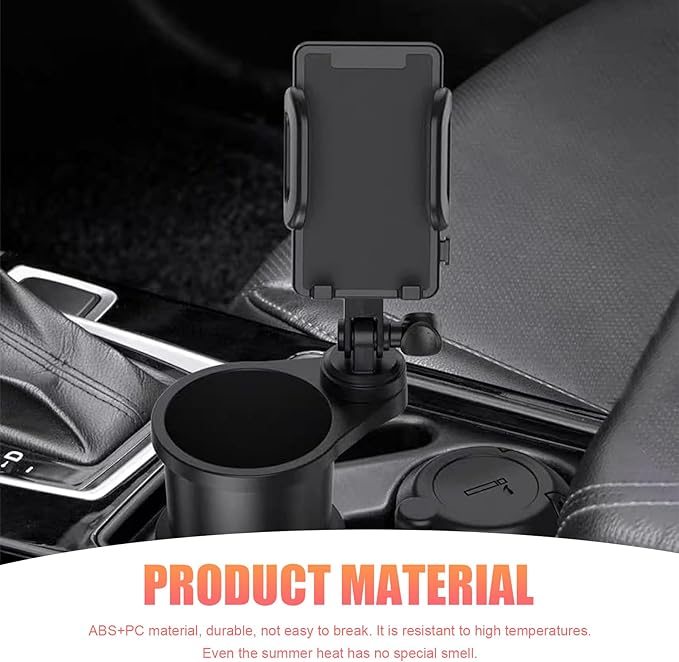 Car Cup Holder Mobile Phone Rack, Multi-Function 2 in 1 Cup Holder Expander, 360 Degrees Rotatable Automotive Phones Mount, U