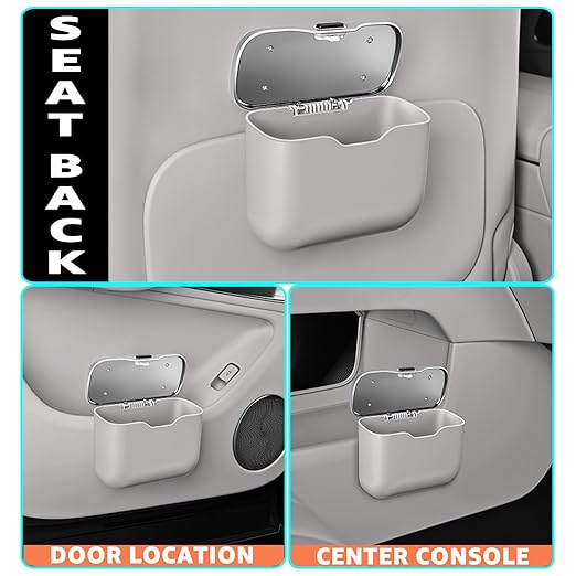 HOLDCY Car Trash Can, Waterproof Multi‑Functional Auto Trash Bin for Door/Console/Seat Back, Universal Vehicle Garbage Can for Car/Truck/SUV Drivers (Gray)