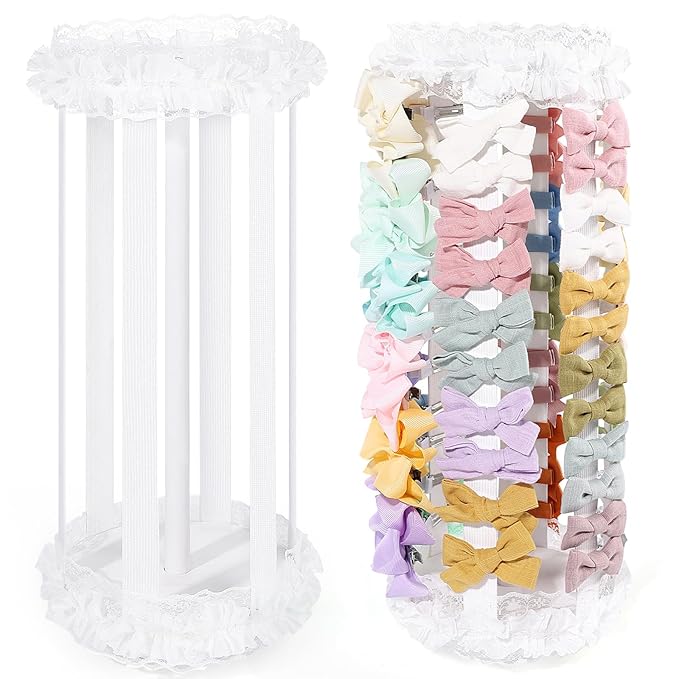 POVETIRE Bow Holder for Girls Hair Bows,Pink Hair Bow Organizer, Hair Clips Stand Hair Accessories Rack Display Decors Baby N