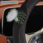 Nappa Leather Steering Wheel Cover, Advanced Microfiber Leather Non-Slip Breathable Fabric, Warm in Winter and Cool in Summer