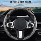 3 Piece Carbon Fiber Steering Wheel Cover,Car Steering Wheel Protector with Non-Slip Lining,Breathable Microfiber Universal for 14.5-15 inch,Gray