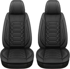 Leather Car Seat Covers Front Pair, Waterproof Faux Leather Seat Covers for Cars, Non-Slip Car Interior Covers Universal Fit 