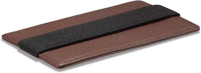 HISCOW Car Sun Visor Card Holder with Elastic Band Fastener - Italian Calfskin (Brown)