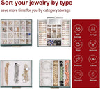 BOOVO Clear Lid Jewelry Box,4 Layers Jewelry Organizer Large Jewelry Storage Box with 3 Drawers,Jewelry Holder Organzier of R