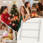 XLHOMO White Blanket Ladder Wall-Mounted, 3 Tier Wooden Rustic Mini Ladder Shelf for Living Room & Bathroom, Holder Display H