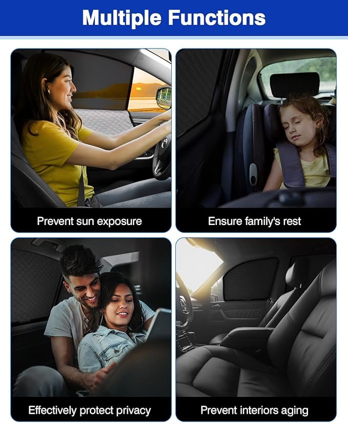 Powerty Side Window Shades for 2019-2025 Toyota RAV4 Accessories, Upgrade Double-Layer Side Rear Window Covers 6 Pack Light Block Car Privacy Cutains Shades for Baby, Camping, Napping, Sleeping