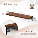 Solid Wood Floating Shelves for Wall with Metal Brackets,2 Tier 36 inch Pinewood Wall Shelf,Suitable for Multiple Places Such