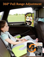 Car Headrest Tablet Holder, [Adjustable Extension Arm] Back Seat Tablet Mount with Foldable Wide Clip, Essential for Kids Travel, for iPad Pro 13, Air, Mini, Galaxy Tab, Fire, 5.5-15.6" Devices
