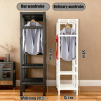 Freestanding Heavy Duty Wardrobe Closet with Magnetic Door, Portable Metal Closets, Foldable Wardrobecloset Organizers and St