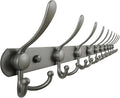 Dseap Coat Rack Wall Mount - 38” Long 10-Tri-Hooks Heavy Duty Coat Hanger Rail Wall Hooks for Hanging Coats Hats Clothing Clo
