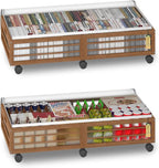 Bamboo Underbed Storage Containers with Wheels & Bag 2 Pack, Large Under Bed Rolling Storage Bins Wood Under Bed Clothes Stor