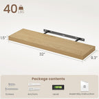 Vivelove 32 Inch Floating Shelves for Wall, 32x9 Display Shelves for Bathroom Living Room Kitchen Bedroom Office Farmhouse Ho