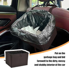 Car Trash Can, Leather Foldable Large Capacity Vehicle Hanging Garbage Bin Organizer, Waterproof Auto Interior Storage Bag Container Accessories, Universal for SUV Sedan Truck (Brown)
