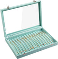 Frebeauty 15 Hooks Necklace Tray Velvet Neckalce Organizer with Clear Lid Lockable Necklace Holder Box Jewelry Organizer for 