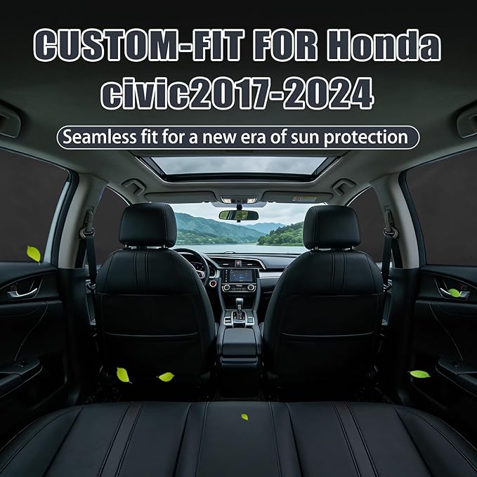 ZATOOTO Car Window Shades for Civic 2017-2024,4 Pcs Magnetic Car Window Covers - 100% Block Light Privacy Curtains, Side Window Sun Shade for Baby Breastfeeding, Sleeping, Camping