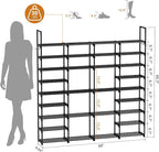 WOWLIVE 4 Row 9 Tiers Extra Large Shoe Rack 68-72 Pairs Big Tall Metal Shoe Shelf, Heavy Duty Organizer for Closet Entryway, 