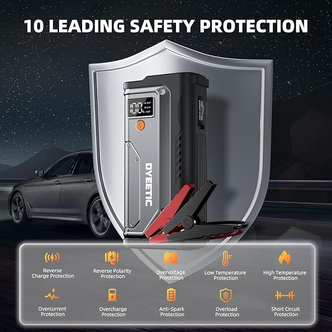 7000A Jump Starter, 12V Car Battery Booster Pack(All Gas/12.0L Diesel), Car Starter Smart Jumper Cables, Battery Jumper