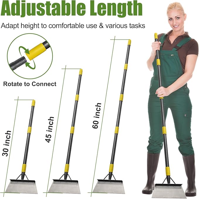 Garden Flat Shovel Scraper: 74" Metal Snow Ice Scraper, Adjustable Handle, Multifunctional Floor Scraper for Weed Cleaning Edging Trenching & Removing Snow Ice Dirty Moss