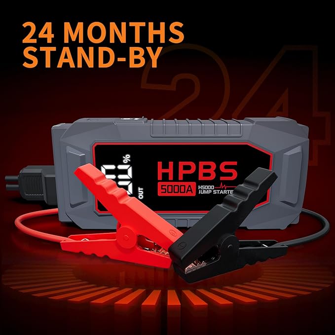 Car Jump Starter - 5000A Peak Jump Starter Battery Pack with DC for Up to All Gas and 10.0 L Diesel Engines 12V Portable