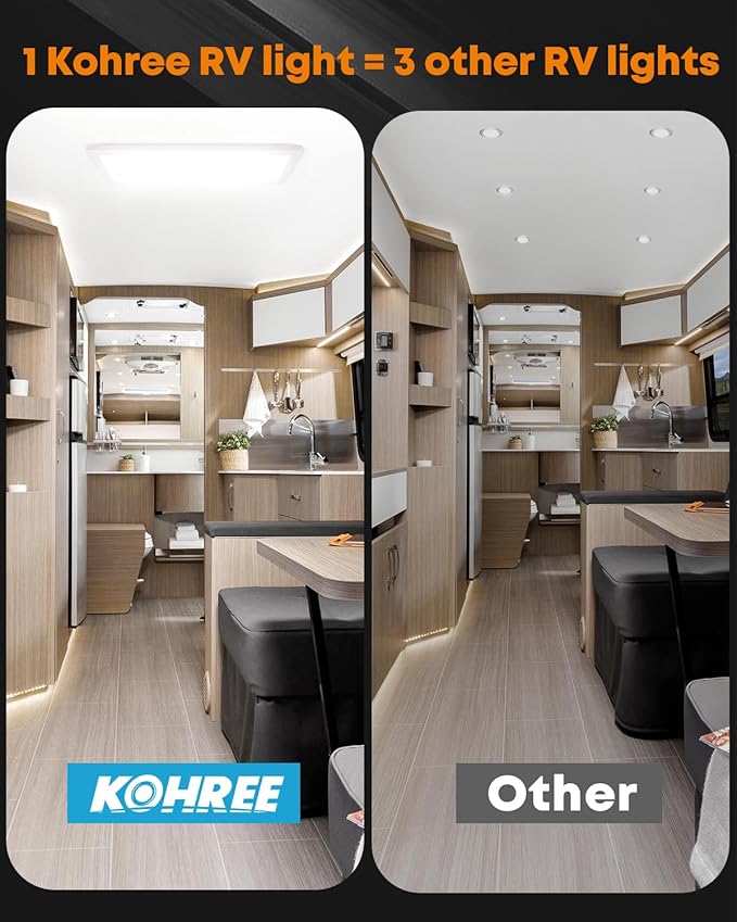 Kohree Dimmable RV Interior Light 12V 16.7" x 6.6", 1500 Lumen RV LED Ceiling Lights, 5 Levels of Dimming, 3 Color Temperature, 2900-6500K, RV Lights Fixtures for Car/RV/Trailer/Camper/Boat (2 Pack)