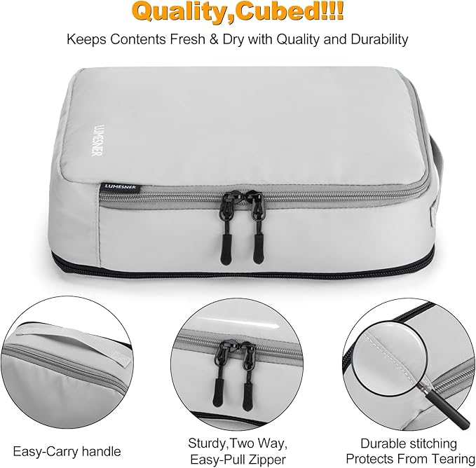8 Set Compression Packing Cubes for Travel, Waterproof Luggage Organizers, Suitcase Organizer Set for Carry-On & Checked Bagg