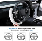 Steering Wheel Cover for Tesla Model 3 Highland(2024-Present)/ Model Y Juniper(2025-Present),Anti-Slip,Comfortable Grip,Breathable,Customized for Tesla Model 3/Y Accessories,Nappa White