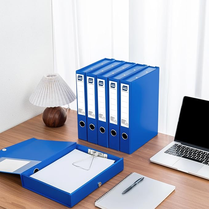 Storage File Boxes 6 Pack, Foldable File Boxes with Lid, 50mm Spine, Archives Cases with Magnetic Closure & Clip, Plastic Doc